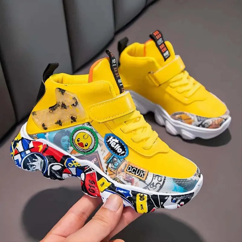 Image of Cartoon Graffiti Kids Sneakers - Stylish, Comfortable Sports Shoes for Active Playtime. Shop now at OleOle.