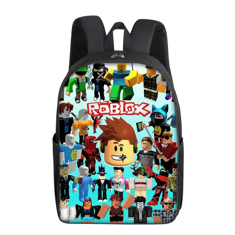 Roblox School Bag featuring vibrant characters from the Roblox universe, designed for kids' stylish school gear.