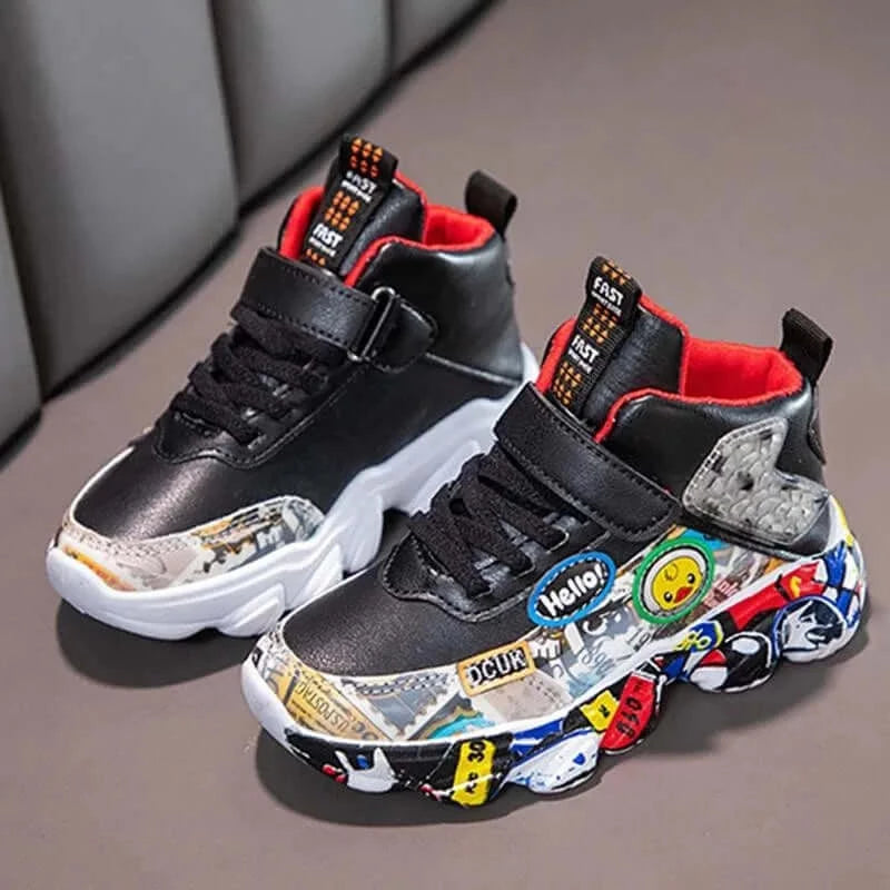 Image of Cartoon Graffiti Kids Sneakers - Stylish, Comfortable Sports Shoes for Active Playtime. Shop now at OleOle.