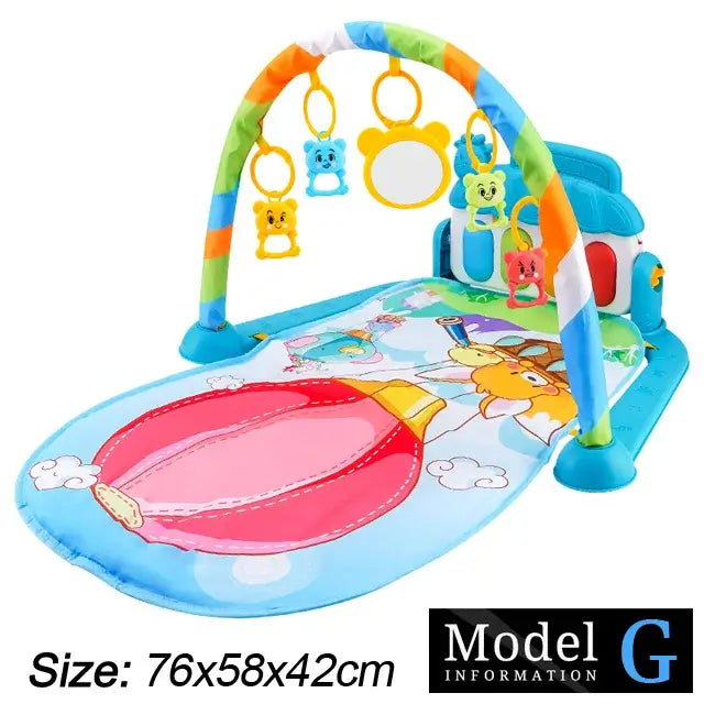 Deluxe Activity Gym Playmat for newborn with adjustable piano and colorful sensory toys, ideal for tummy time and interactive play.