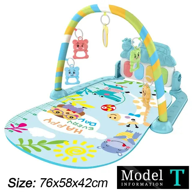 Colorful Activity Gym Playmat for Newborn with toys, ideal for tummy time and sensory play, 76x58x42 cm.
