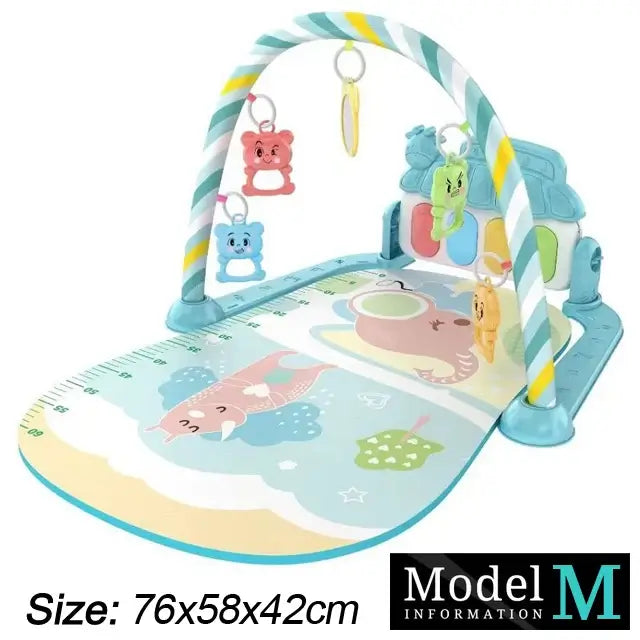 Colorful infant activity gym playmat with adjustable arch and sensory toys designed for newborn development.