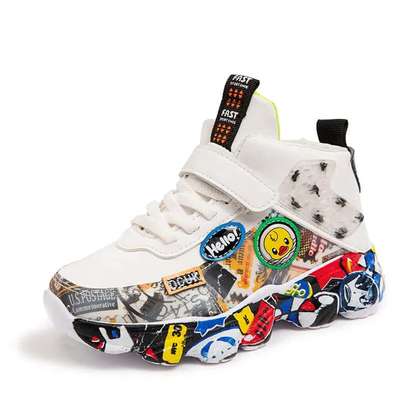 Image of Cartoon Graffiti Kids Sneakers - Stylish, Comfortable Sports Shoes for Active Playtime. Shop now at OleOle.