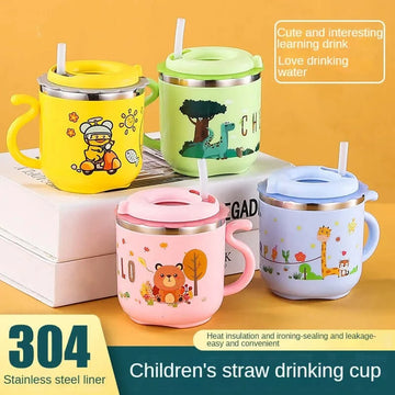 Adorable Baby Anime Straw Sippy Cup with Leakproof Seal and Stainless Steel Liner for Babies 1-6 Yrs. Shop now at OleOle.