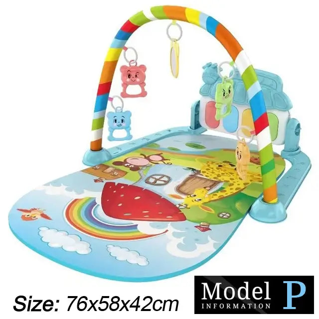 Colorful baby activity gym playmat with hanging toys, perfect for tummy time and sensory play for infants.