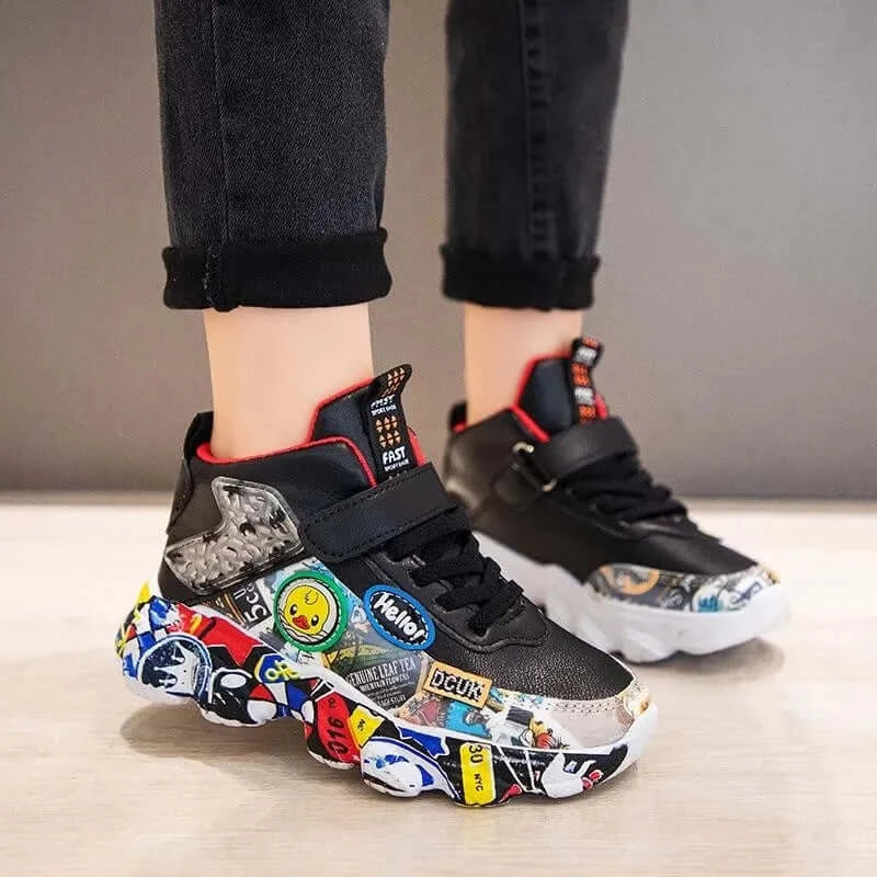 Image of Cartoon Graffiti Kids Sneakers - Stylish, Comfortable Sports Shoes for Active Playtime. Shop now at OleOle.