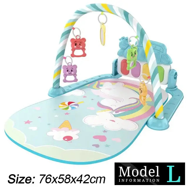 Colorful baby activity gym playmat with hanging toys, perfect for newborns and tummy time.