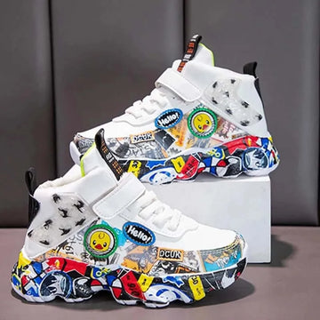 Image of Cartoon Graffiti Kids Sneakers - Stylish, Comfortable Sports Shoes for Active Playtime. Shop now at OleOle.