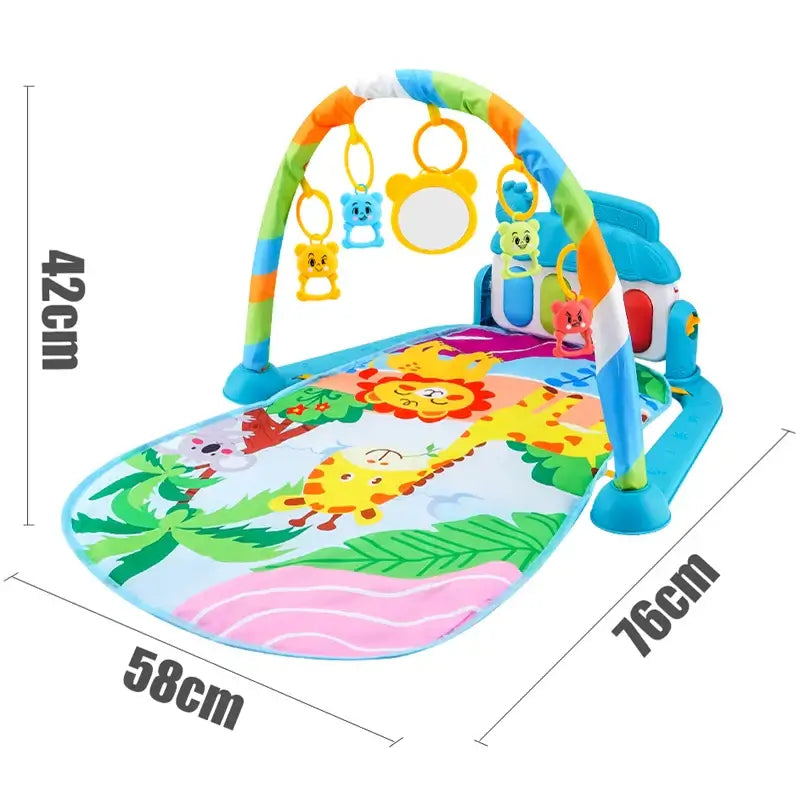 Colorful deluxe baby activity gym playmat for newborn with adjustable arch and sensory toys, ideal for tummy time and development.