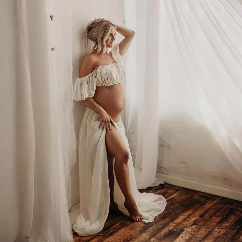 sachin and babi light blue dress Maternity Photoshoot Dresses & Gowns main image 1