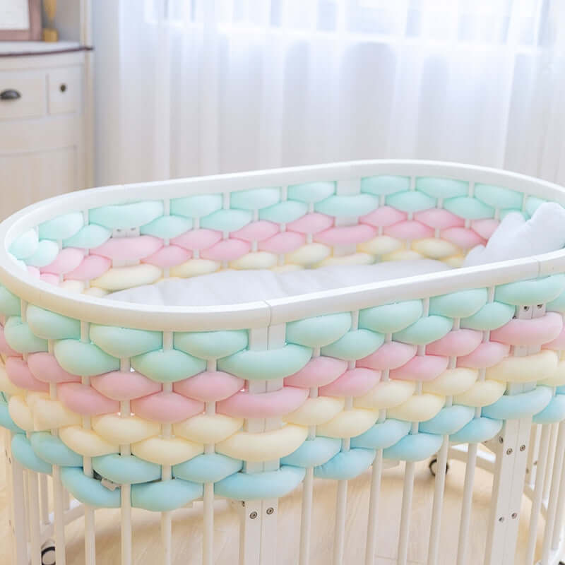 Image of Colourful Braided Cot Bumper at OleOle: Stylish, Safe, and Soft Bedding - 1M to 4.2M sizes for a cosy nursery.