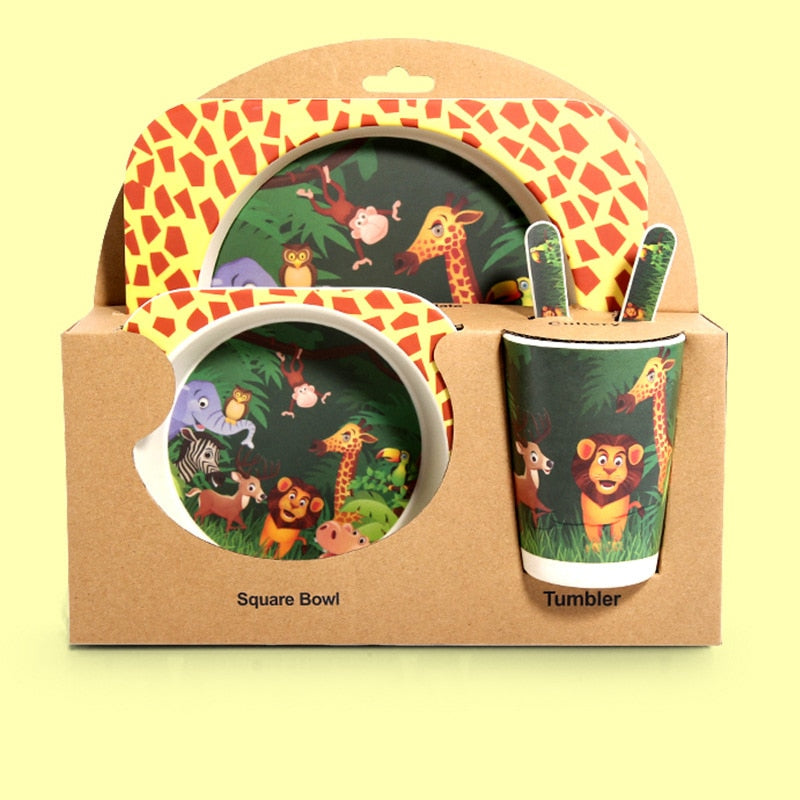 Image of Bamboo Baby Tableware: Non-Toxic, BPA-Free, Dishwasher Safe Set for Eco-Friendly Feeding! Shop now at OleOle.