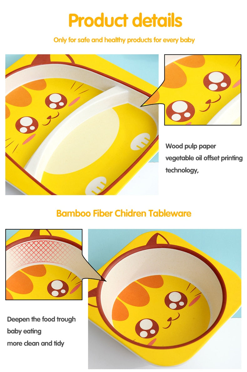 Image of Bamboo Baby Tableware: Non-Toxic, BPA-Free, Dishwasher Safe Set for Eco-Friendly Feeding! Shop now at OleOle.