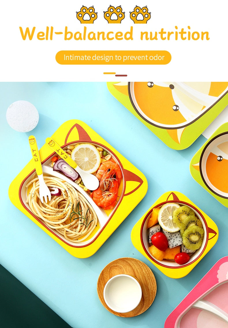 Image of Bamboo Baby Tableware: Non-Toxic, BPA-Free, Dishwasher Safe Set for Eco-Friendly Feeding! Shop now at OleOle.