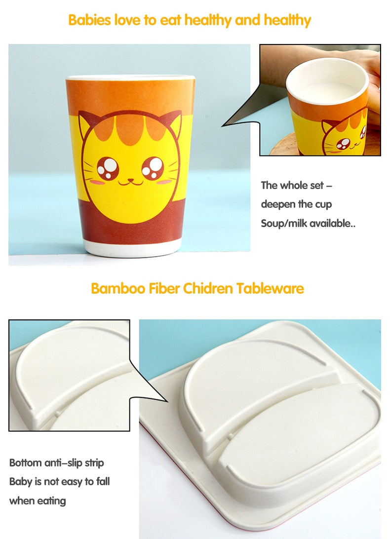 Image of Bamboo Baby Tableware: Non-Toxic, BPA-Free, Dishwasher Safe Set for Eco-Friendly Feeding! Shop now at OleOle.