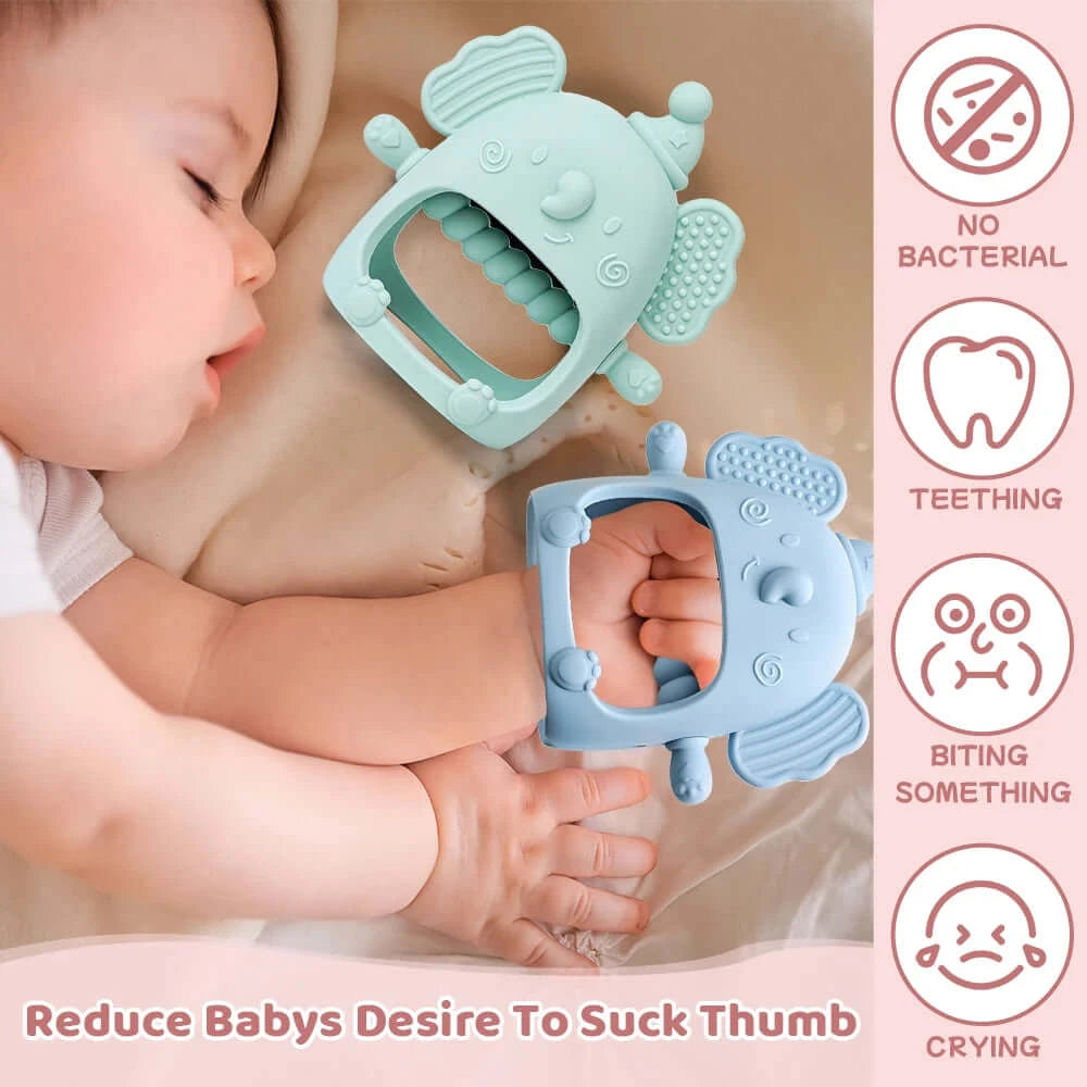 Image of Cute Elephant Teether – BPA Free, Safe Infant Teething Toy. Shop now at OleOle.