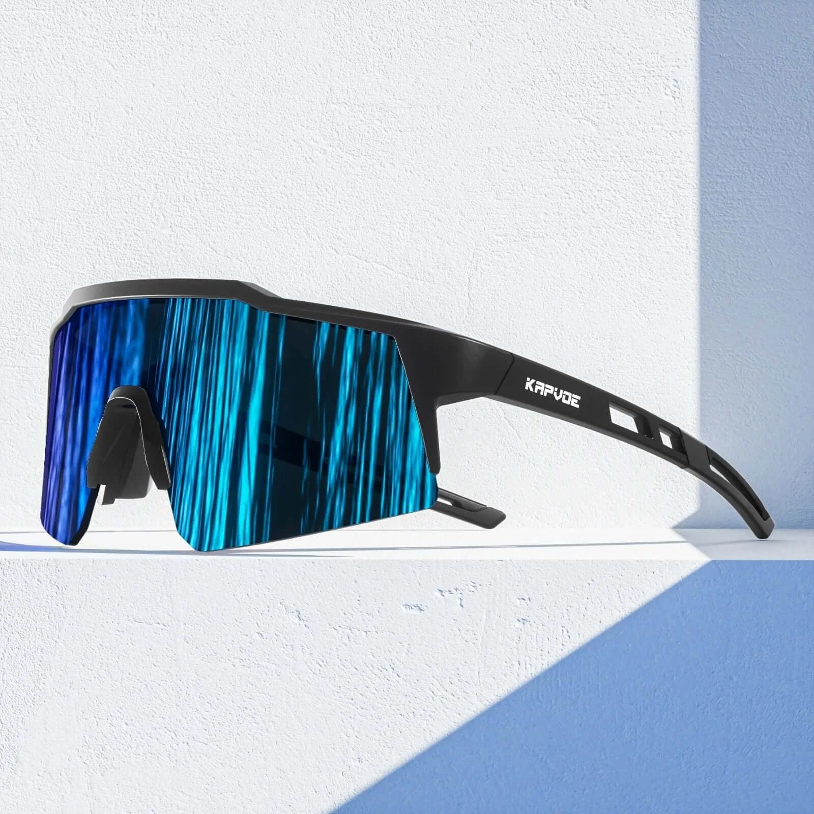 Kids Polarized Sports Goggles with blue mirrored lenses, perfect for outdoor adventures and UV protection.