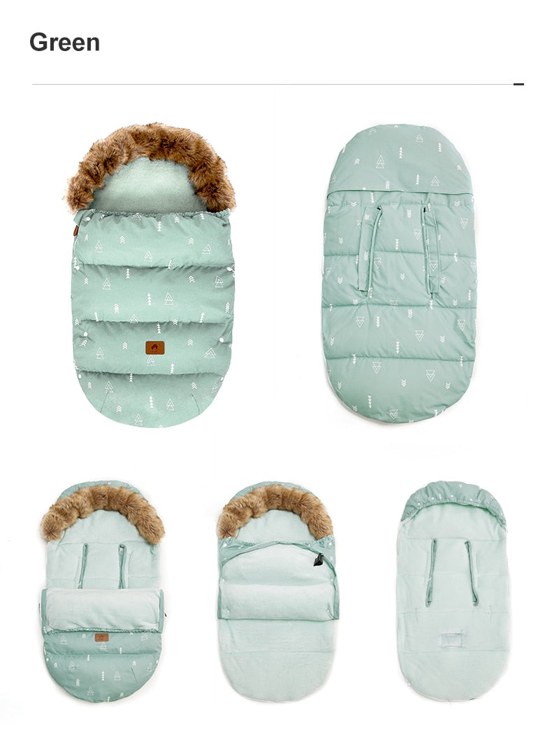 Image of Premium Stroller Footmuff at OleOle: Cosy winter warmth, fur collar & adjustable design for kids aged 0-2 yrs.