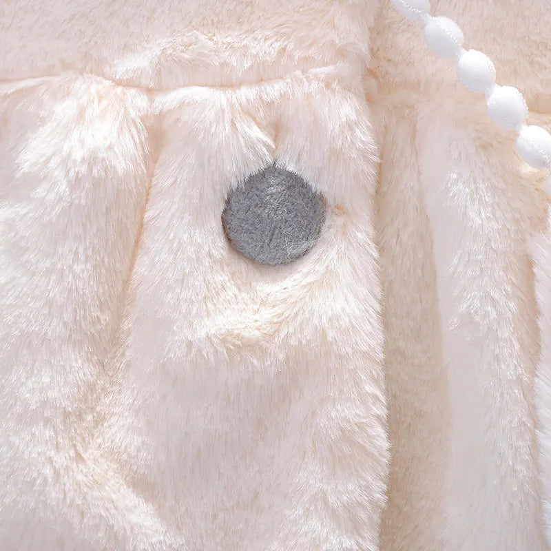 Image of Plush Hooded Winter Coat for Baby Girls (6m - 3yrs). Cosy elegance. Shop now at OleOle.