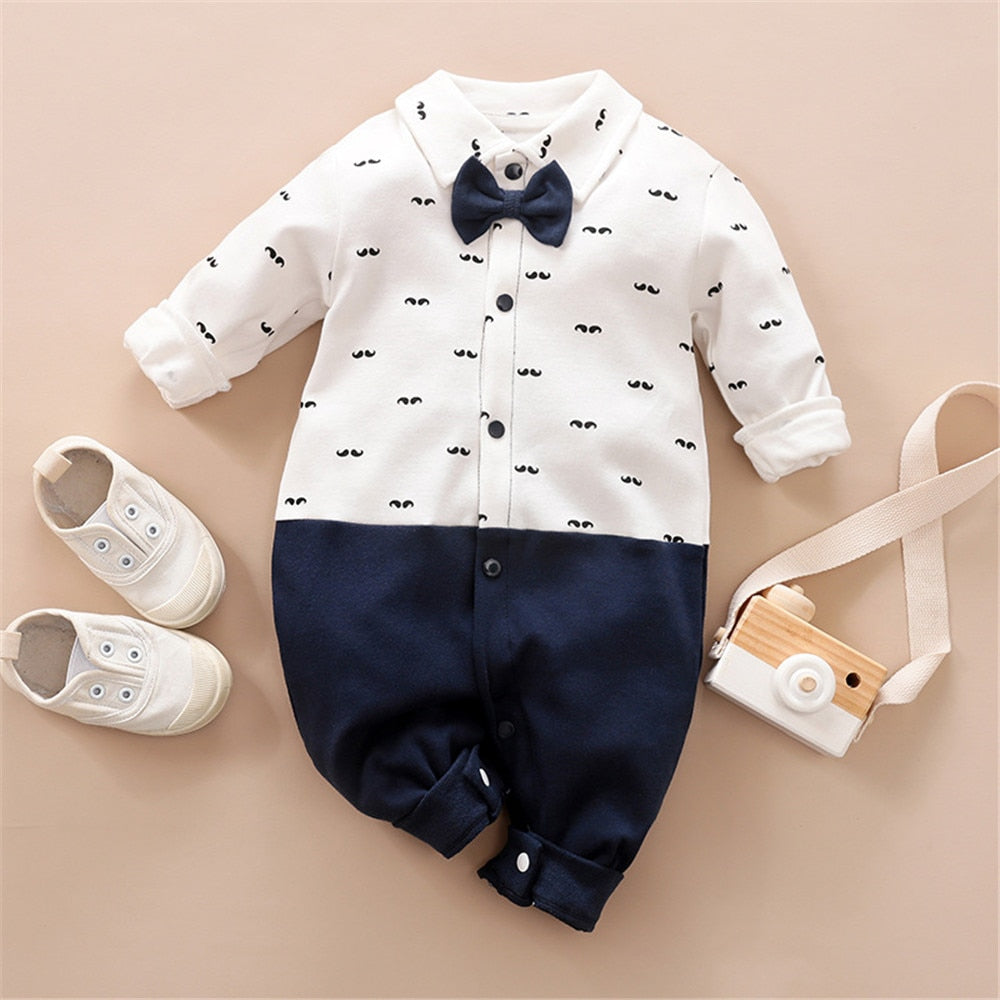 Image of Stylish Newborn Boys Romper with Necktie - Perfect Party Fashion (0-18 Months). Shop now at OleOle.