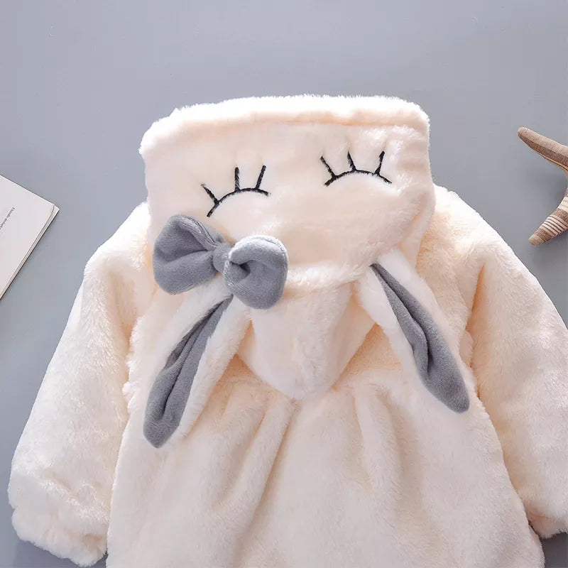 Image of Plush Hooded Winter Coat for Baby Girls (6m - 3yrs). Cosy elegance. Shop now at OleOle.