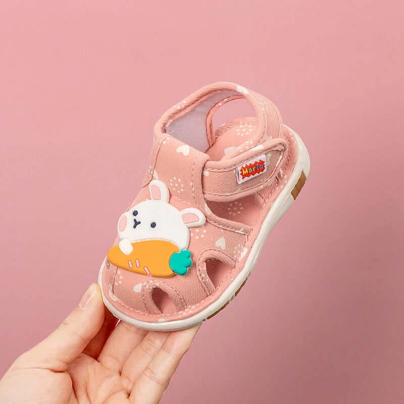Image of Baby First Walker Sandal Shoes with Sound - Soft Cotton Fabric - Hook & Loop Closure - Shop now at OleOle.