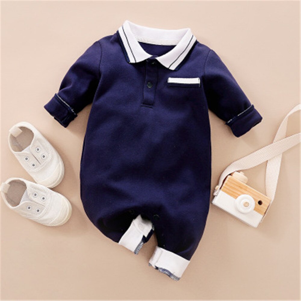 Image of Winter charm for newborn - Boys' romper with necktie, 0-18 months. Gentleman style in cosy fashion. Shop now at OleOle.