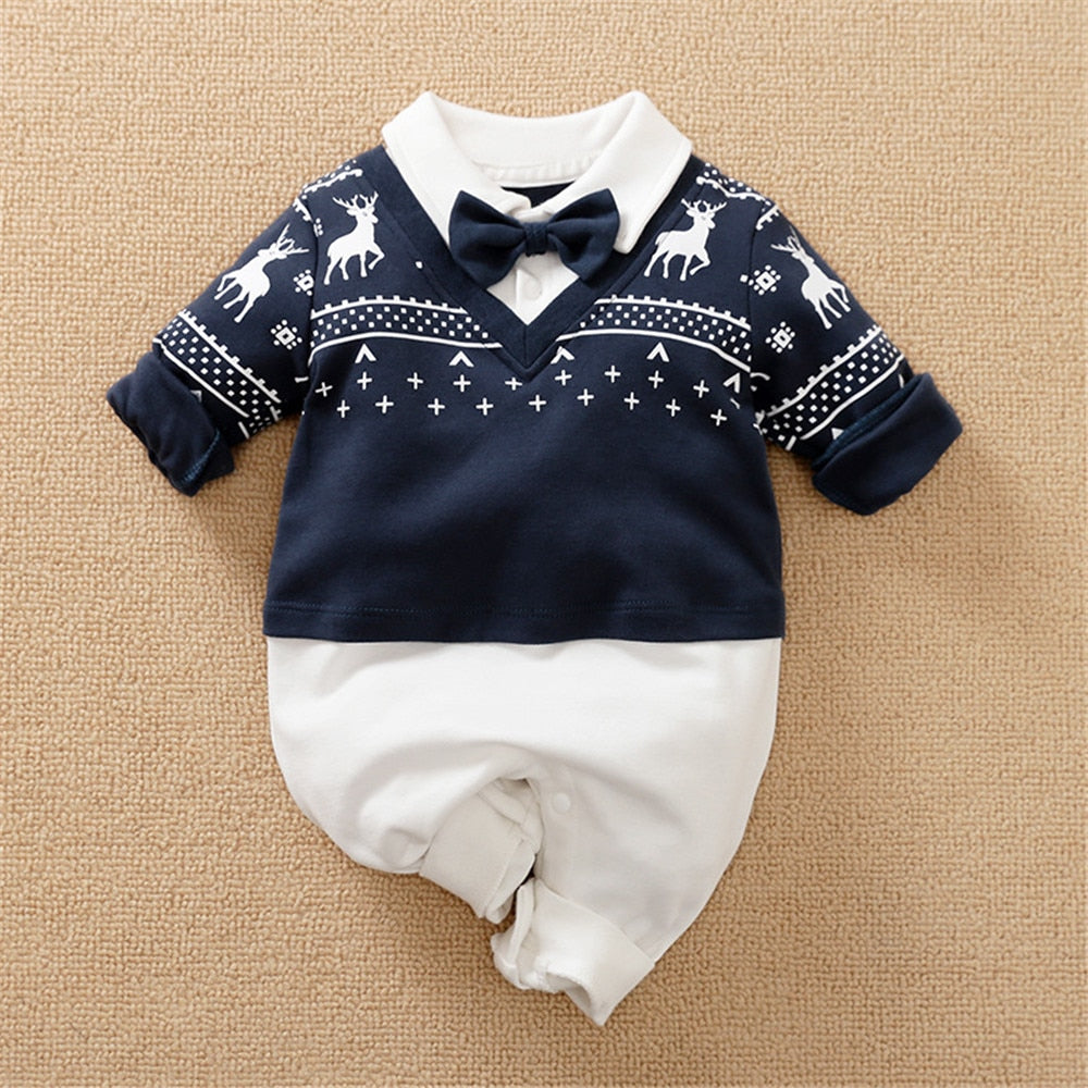 Image of Stylish Newborn Boys Romper with Necktie - Perfect Party Fashion (0-18 Months). Shop now at OleOle.