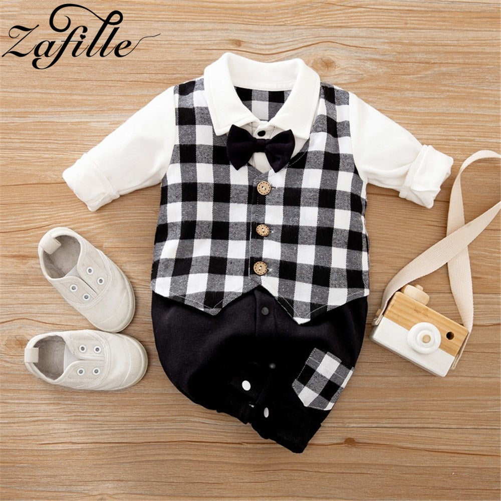 Image of Stylish Newborn Boys Romper with Necktie - Perfect Party Fashion (0-18 Months). Shop now at OleOle.