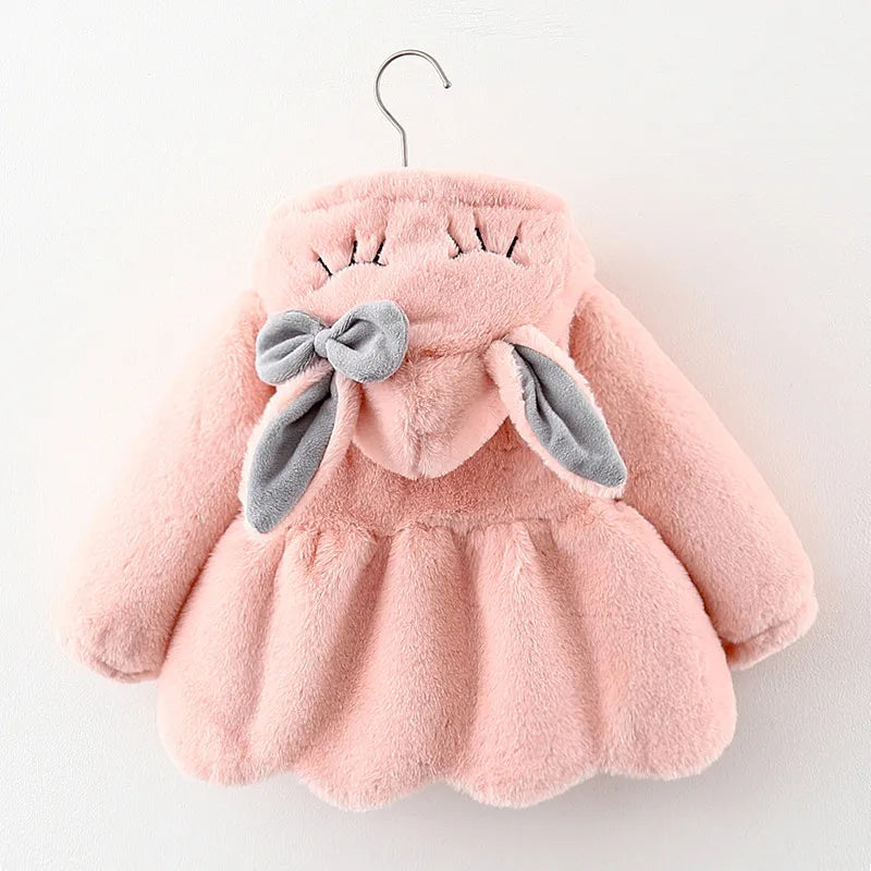 Image of Plush Hooded Winter Coat for Baby Girls (6m - 3yrs). Cosy elegance. Shop now at OleOle.