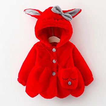 Image of Plush Hooded Winter Coat for Baby Girls (6m - 3yrs). Cosy elegance. Shop now at OleOle.