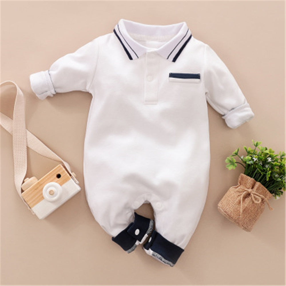 Image of Winter charm for newborn - Boys' romper with necktie, 0-18 months. Gentleman style in cosy fashion. Shop now at OleOle.