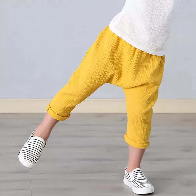 Image of Kids Summer Linen Pleated Trousers: Stylish and comfortable bottoms for 1-6 yrs. Shop now at OleOle.