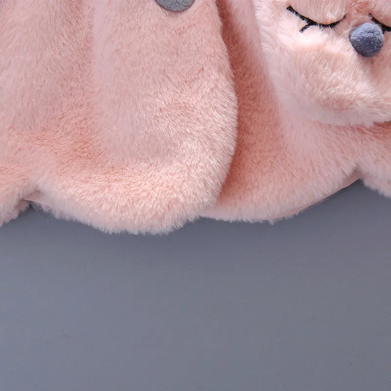 Image of Plush Hooded Winter Coat for Baby Girls (6m - 3yrs). Cosy elegance. Shop now at OleOle.