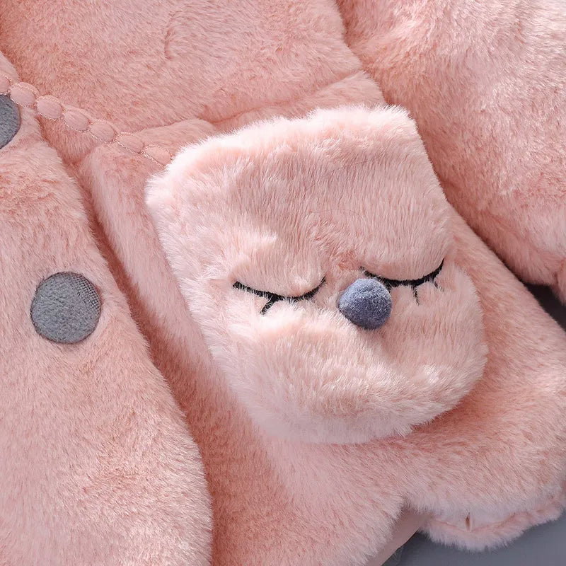 Image of Plush Hooded Winter Coat for Baby Girls (6m - 3yrs). Cosy elegance. Shop now at OleOle.