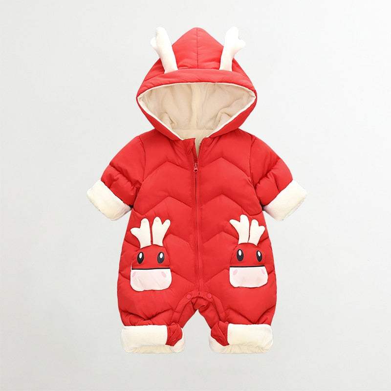 Image of Warm & Stylish Winter Snowsuit for Baby (0-3 yrs) - Cosy Velvet Jumpsuit for Newborn! Shop now at OleOle