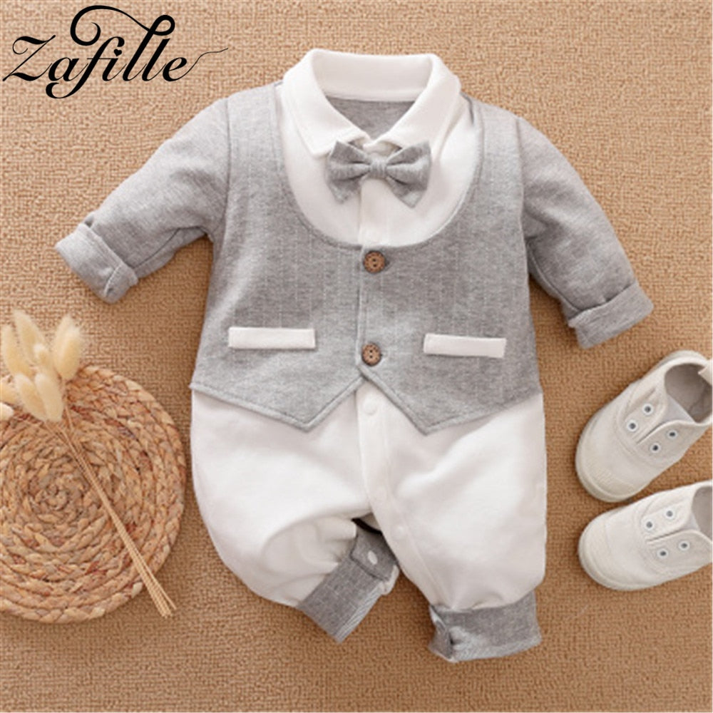 Image of Stylish Newborn Boys Romper with Necktie - Perfect Party Fashion (0-18 Months). Shop now at OleOle.