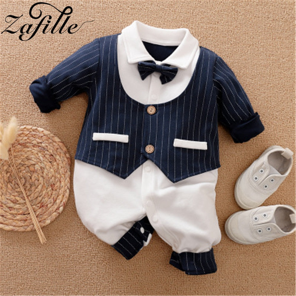 Image of Stylish Newborn Boys Romper with Necktie - Perfect Party Fashion (0-18 Months). Shop now at OleOle.