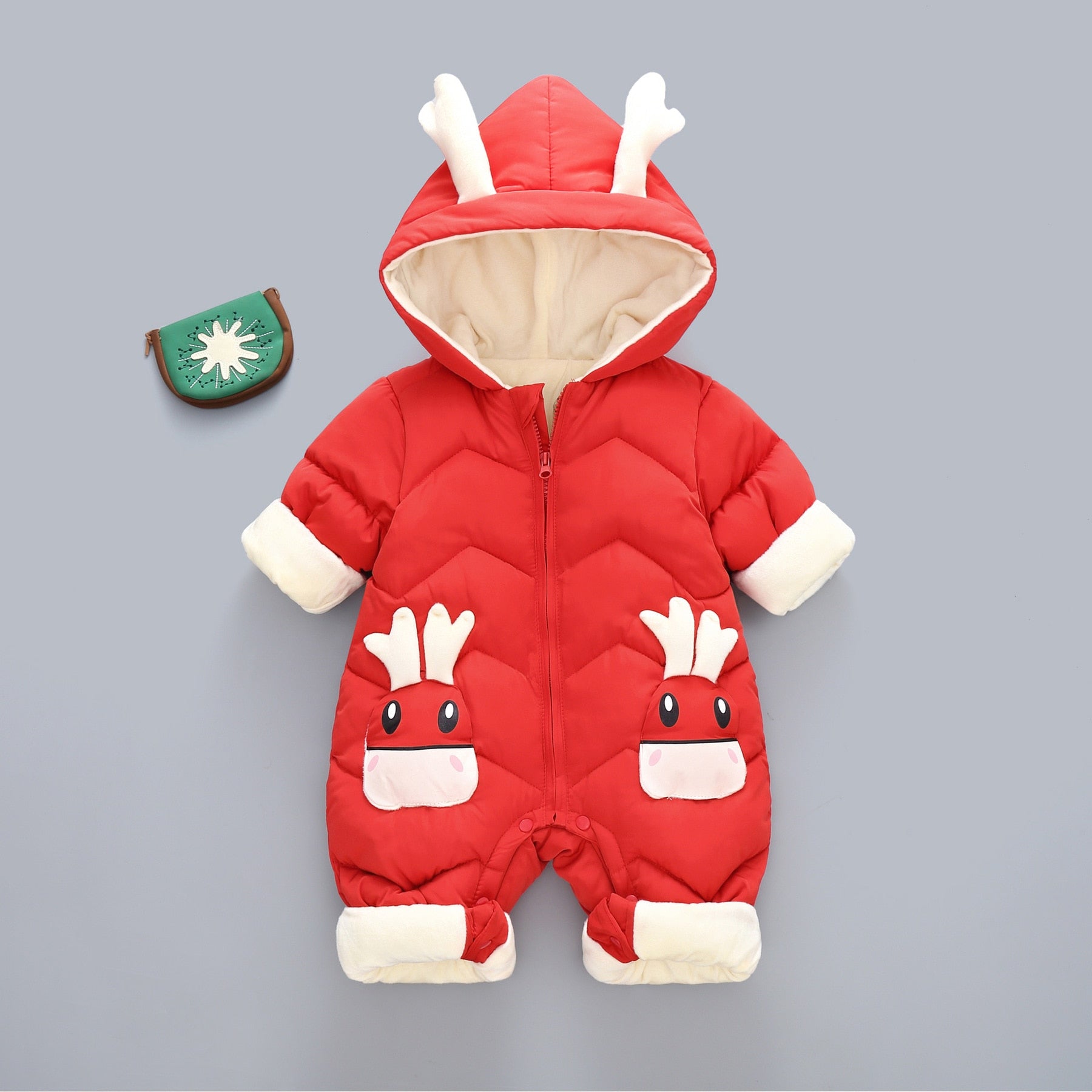 Image of Warm & Stylish Winter Snowsuit for Baby (0-3 yrs) - Cosy Velvet Jumpsuit for Newborn! Shop now at OleOle