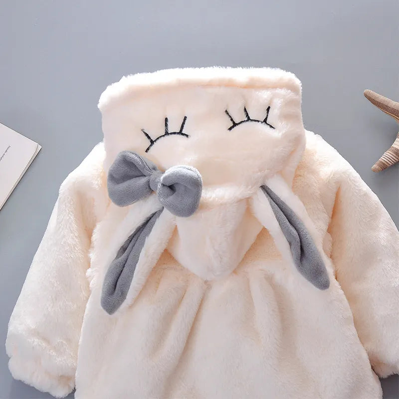 Image of Plush Hooded Winter Coat for Baby Girls (6m - 3yrs). Cosy elegance. Shop now at OleOle.