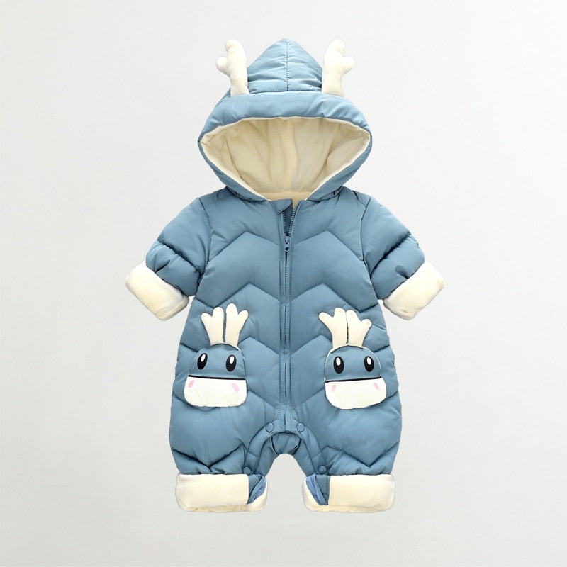 Image of Warm & Stylish Winter Snowsuit for Baby (0-3 yrs) - Cosy Velvet Jumpsuit for Newborn! Shop now at OleOle