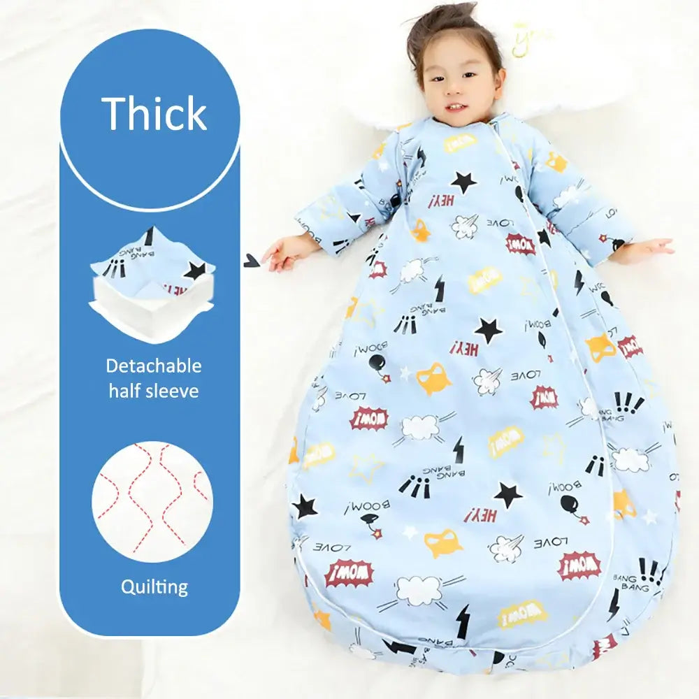 Kids Thick & Thin Sleeping Bags - All Seasons Cotton Sleep Sacks for Babies. Order now at OleOle.