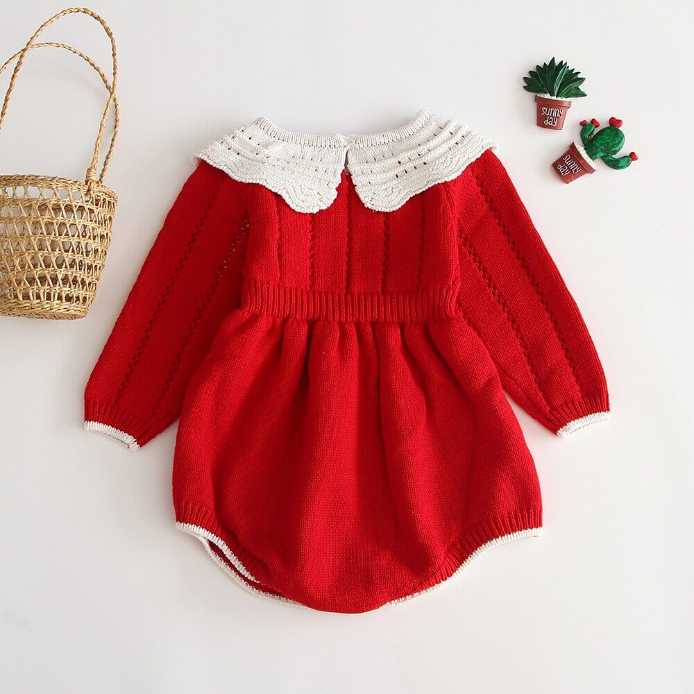 Image of Adorable OleOle Baby Girls Knitted Romper - Newborn Fashion Overalls Sweater on Sale! Perfect for 0-3 years. Shop now at OleOle for irresistible cuteness!