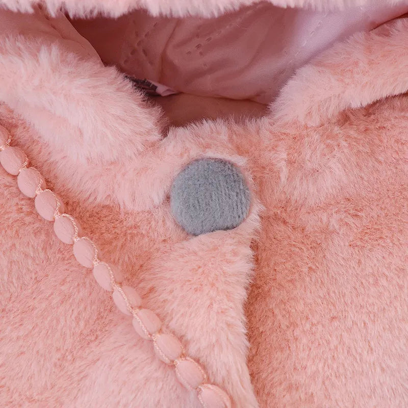 Image of Plush Hooded Winter Coat for Baby Girls (6m - 3yrs). Cosy elegance. Shop now at OleOle.