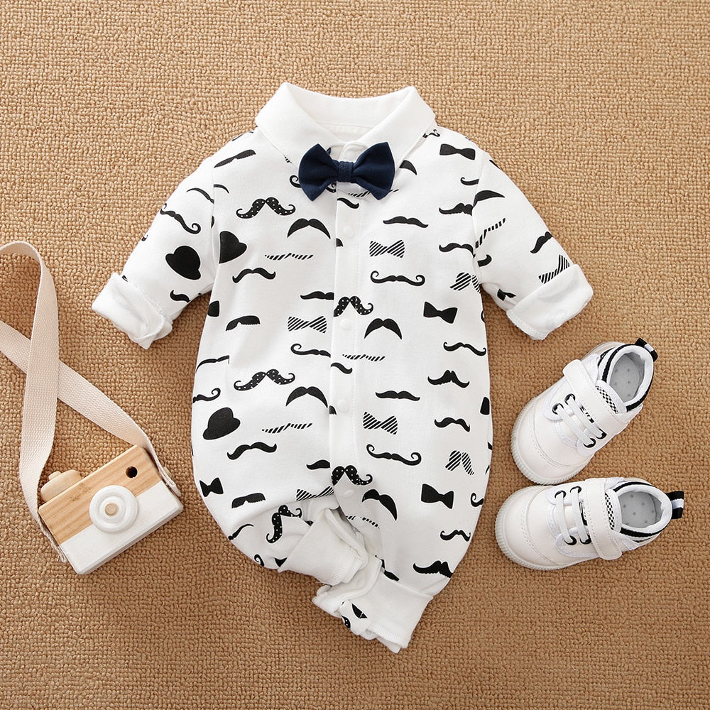 Image of Stylish Newborn Boys Romper with Necktie - Perfect Party Fashion (0-18 Months). Shop now at OleOle.