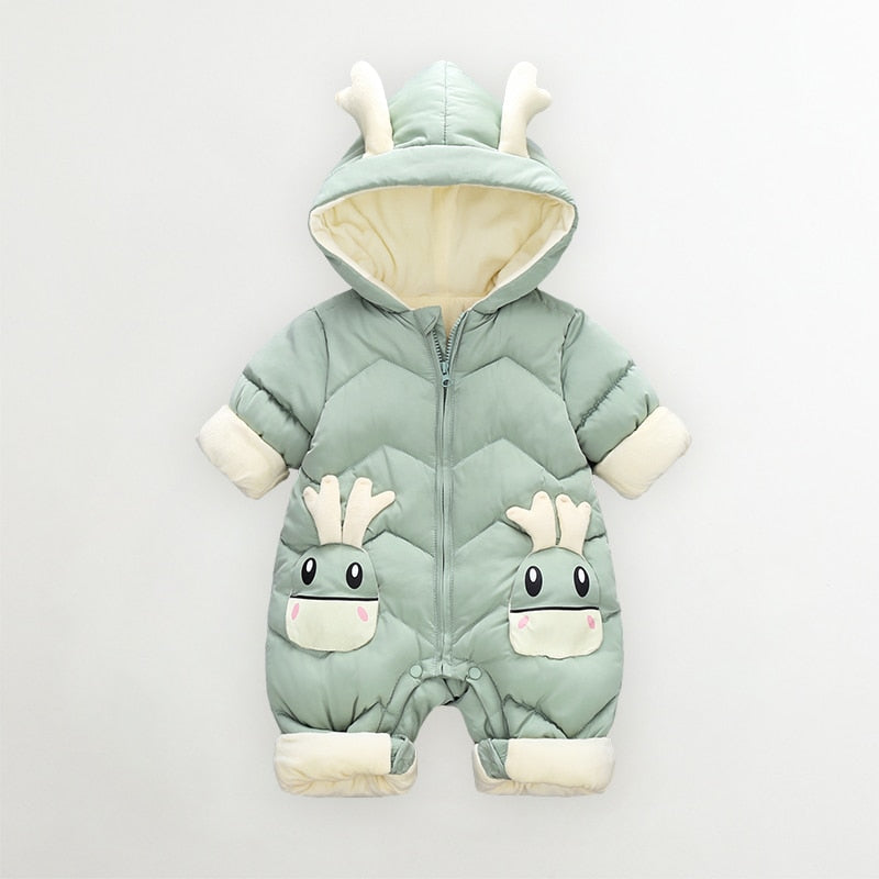 Image of Warm & Stylish Winter Snowsuit for Baby (0-3 yrs) - Cosy Velvet Jumpsuit for Newborn! Shop now at OleOle