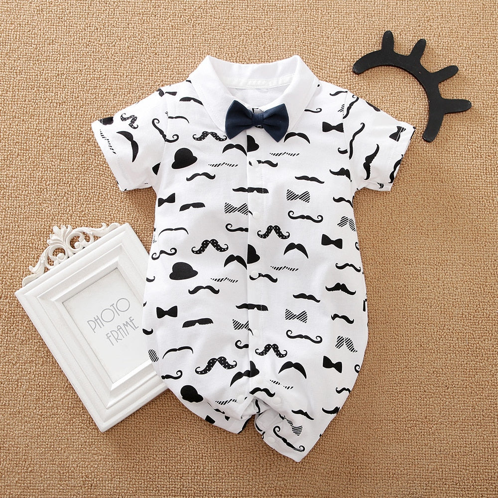 Image of Stylish Newborn Boys Romper with Necktie - Perfect Party Fashion (0-18 Months). Shop now at OleOle.