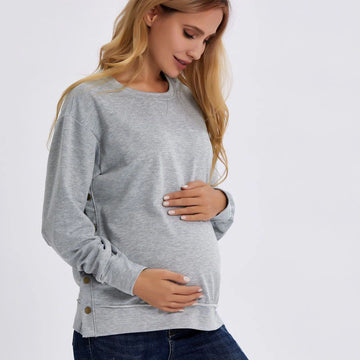 OleOle Maternity Long Sleeve Top - Spring Autumn Casual O-Neck T-Shirts (S - XXL)