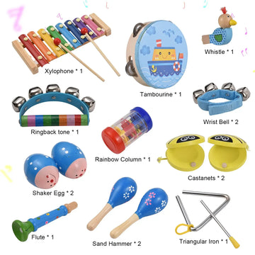Kids Wooden Percussion Instruments Set