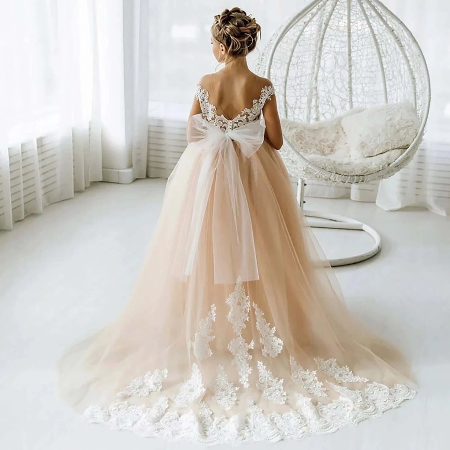 3-9 Years Girls Dress New Fashion Gradient Color Wedding Dresses For Girls  Christmas Party Star Mesh Princess Dress Kids Clothes